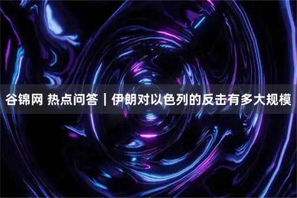 谷锦网 热点问答｜伊朗对以色列的反击有多大规模