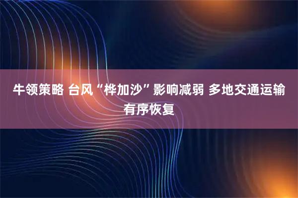 牛领策略 台风“桦加沙”影响减弱 多地交通运输有序恢复