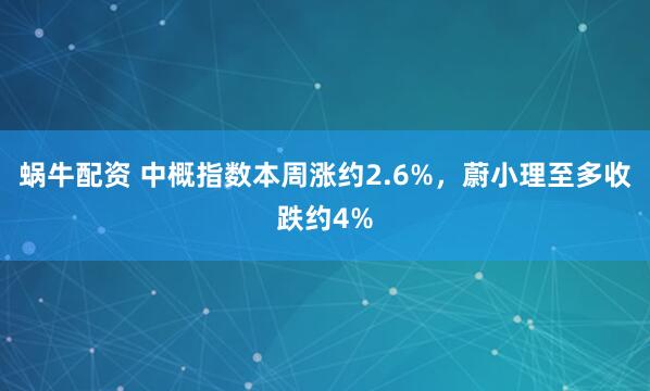 蜗牛配资 中概指数本周涨约2.6%，蔚小理至多收跌约4%