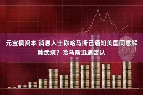 元宝枫资本 消息人士称哈马斯已通知美国同意解除武装？哈马斯迅速否认