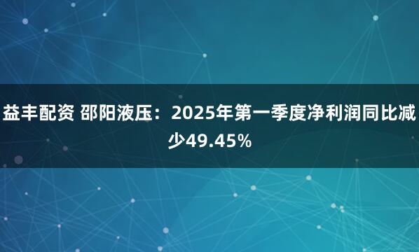 益丰配资 邵阳液压：2025年第一季度净利润同比减少49.45%