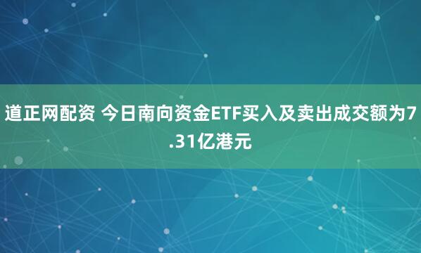 道正网配资 今日南向资金ETF买入及卖出成交额为7.31亿港元
